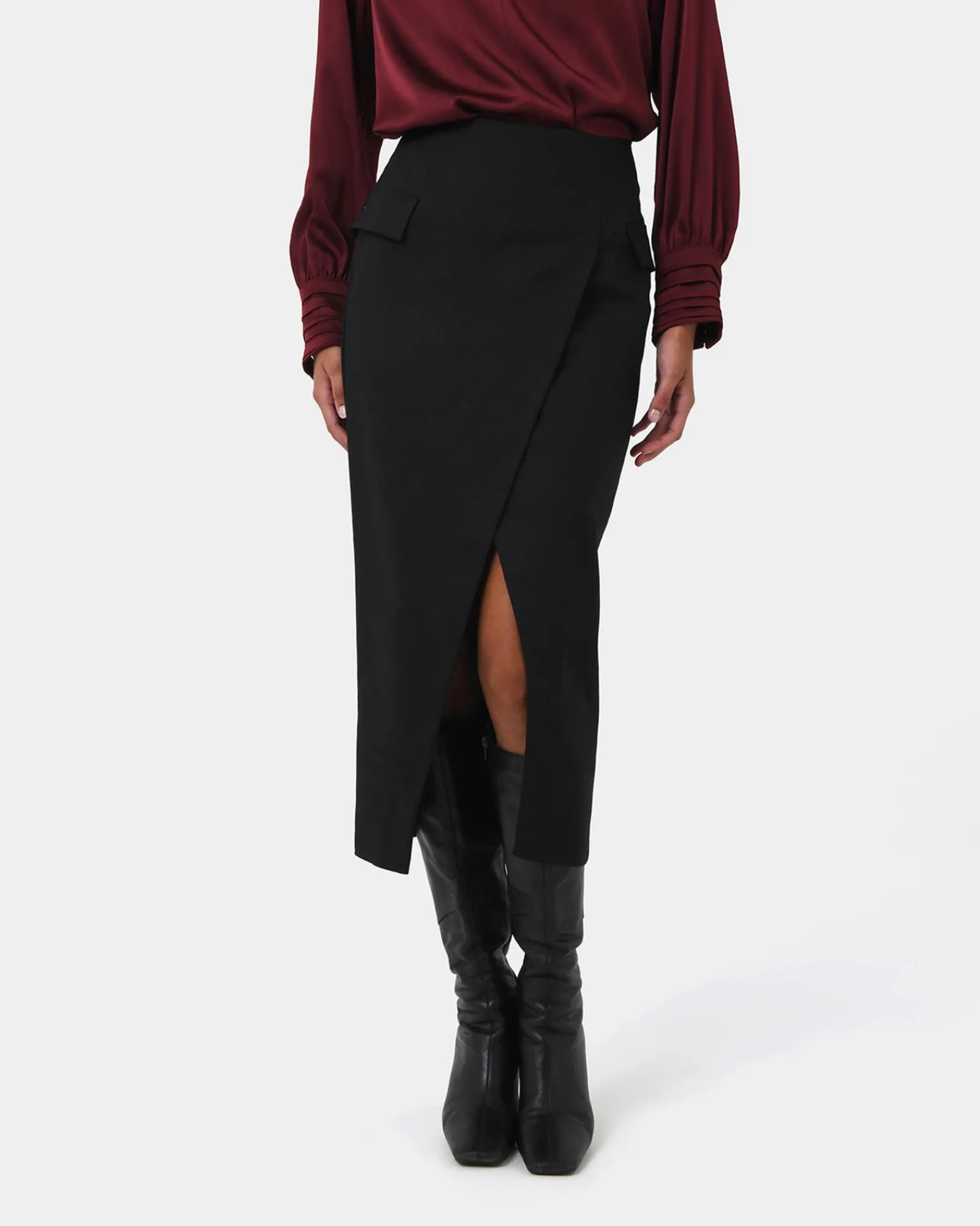Forcast Abby Asymmetric Tailored Skirt* Midi & Maxi Skirts|Work Skirts