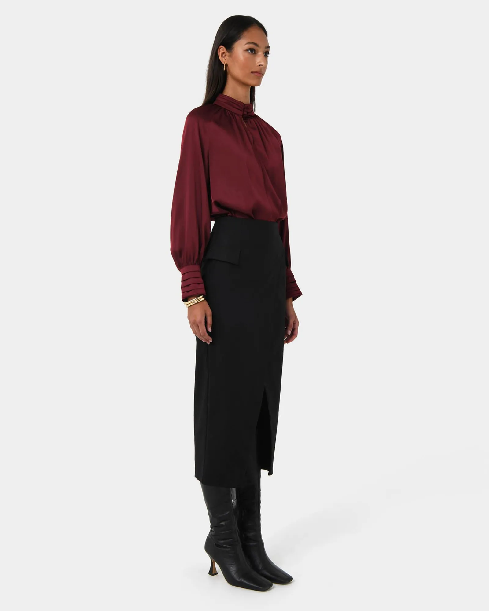 Forcast Abby Asymmetric Tailored Skirt* Midi & Maxi Skirts|Work Skirts