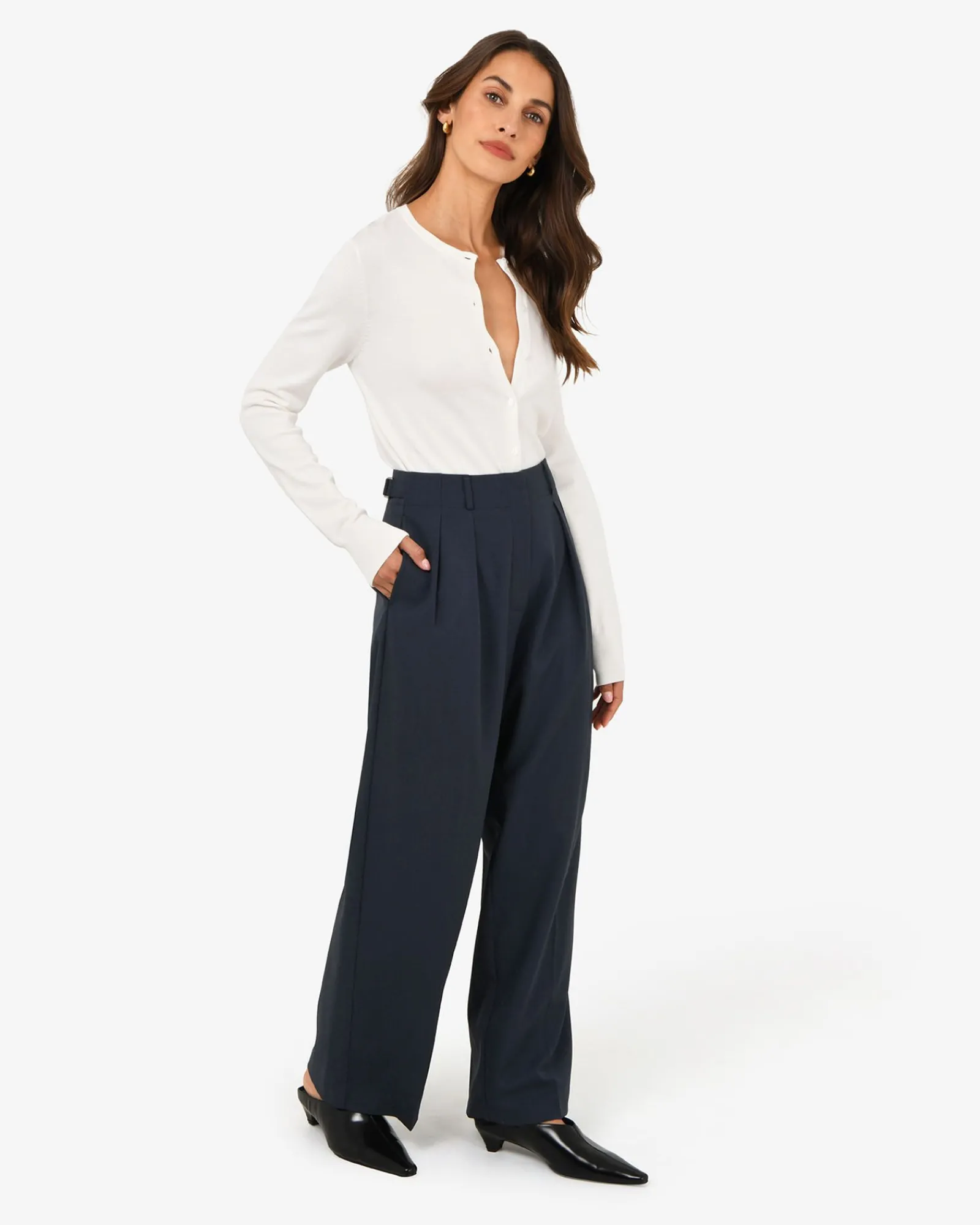Forcast Abel Adjustable Waist Pants* High-Waisted Pants|Straight Leg Pants