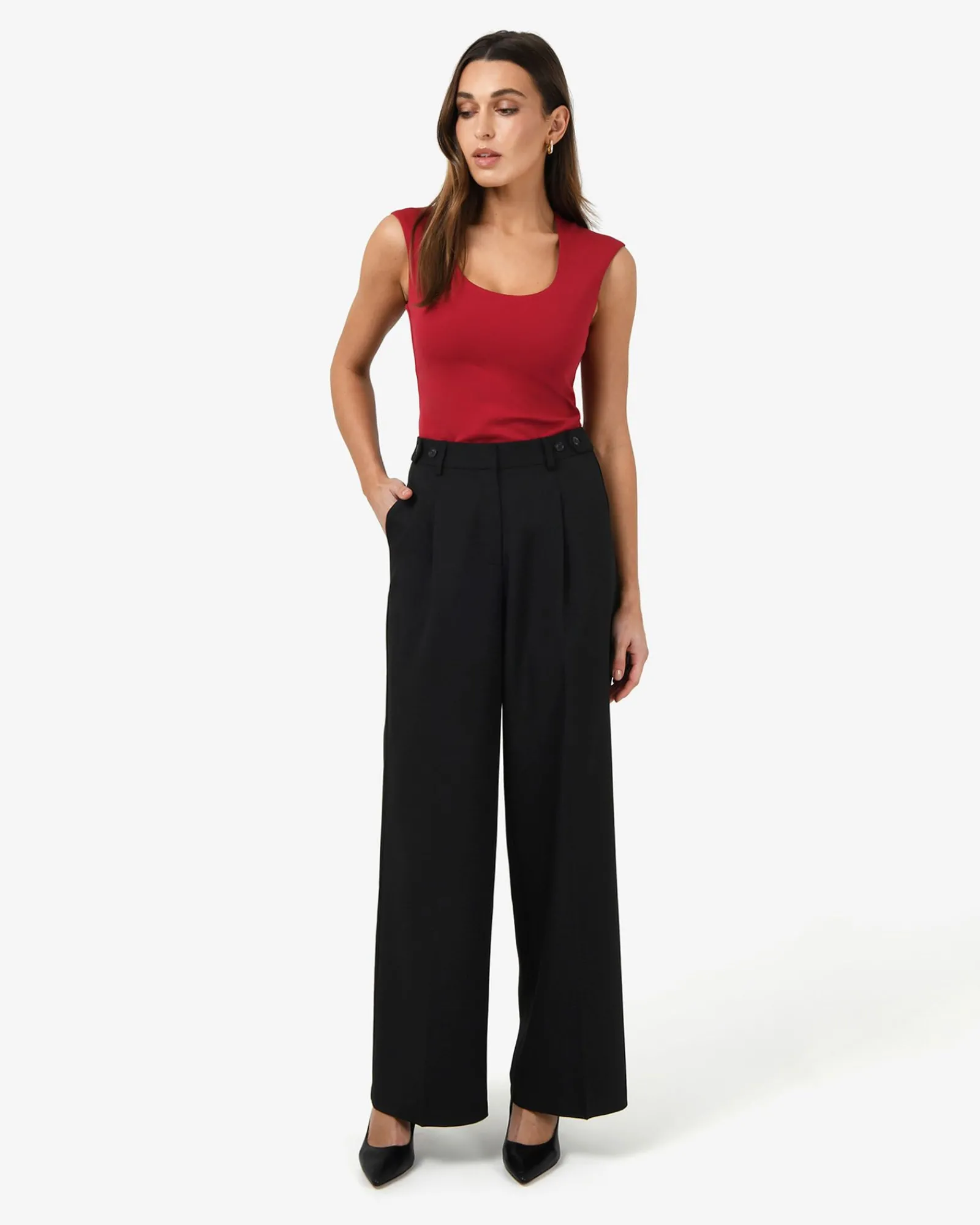 Forcast Abel Straight Leg Pants* High-Waisted Pants|Straight Leg Pants