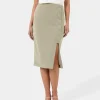 Forcast Ace Side Button Skirt* Midi & Maxi Skirts|Work Skirts