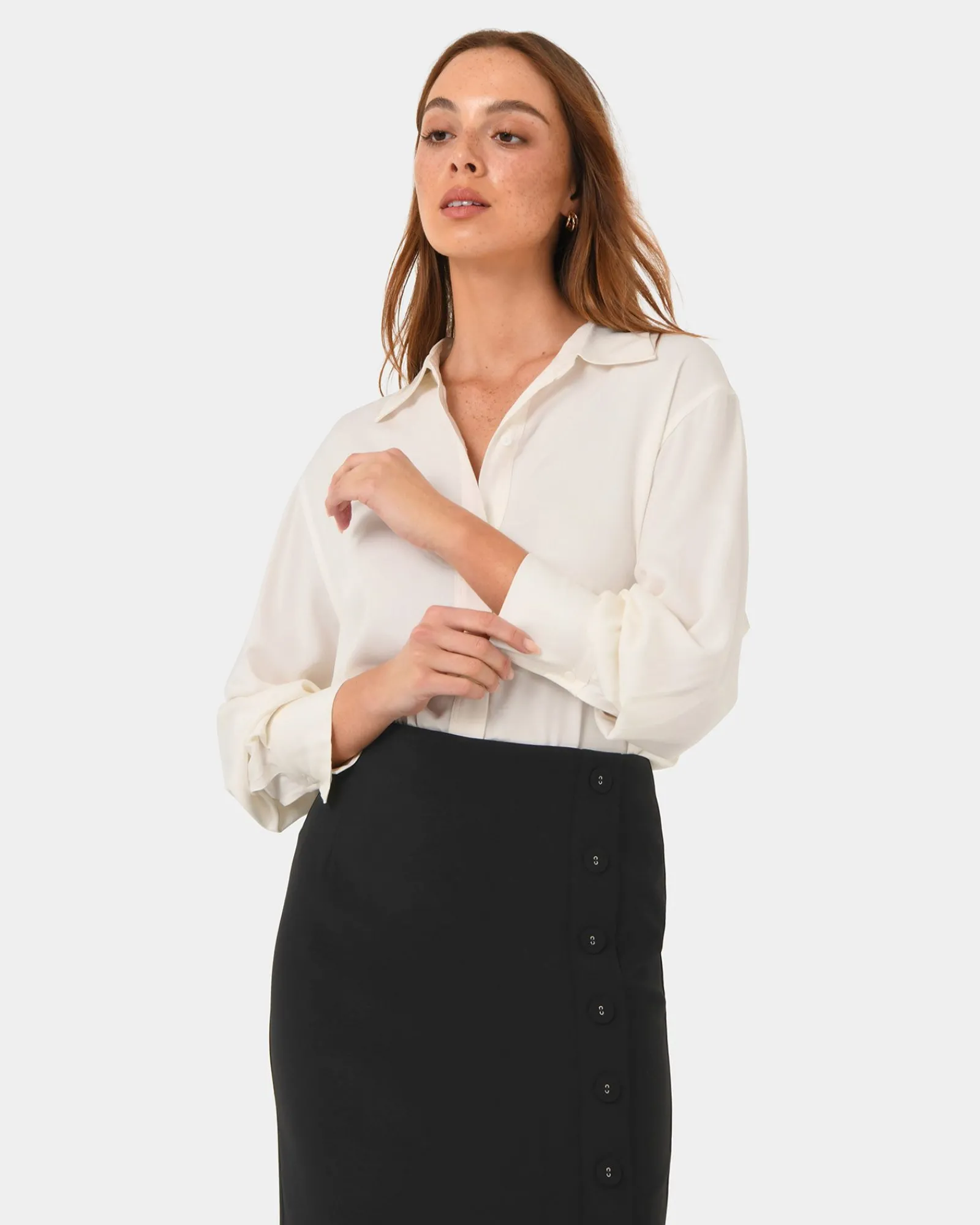 Forcast Ace Side Button Skirt* Midi & Maxi Skirts|Work Skirts