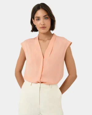 Forcast Adelaide V-neck Cap Sleeve Top* T-Shirts & Tops|Work Tops
