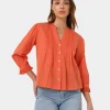Forcast Akira Vneck Embroidery Blouse* Long Sleeve Tops|Shirts & Blouses