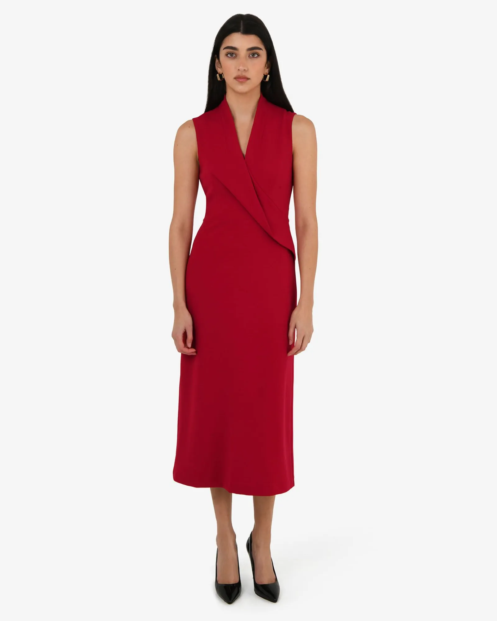 Forcast Alaia Twisted Lapel Midi Dress* Midi Dresses|Midi Dresses