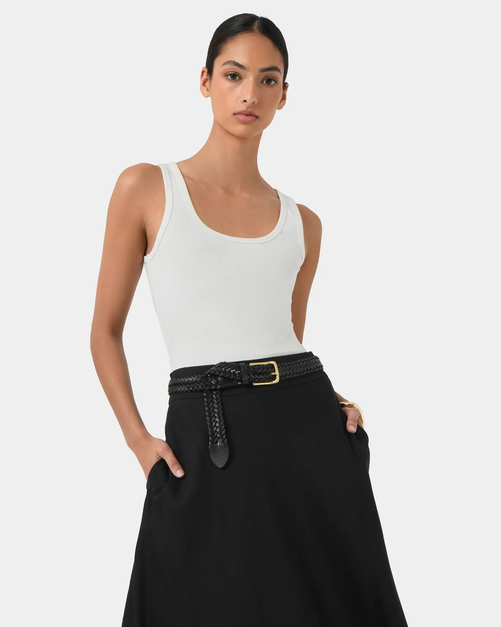 Forcast Alexandra Woven Leather Belt* Belts