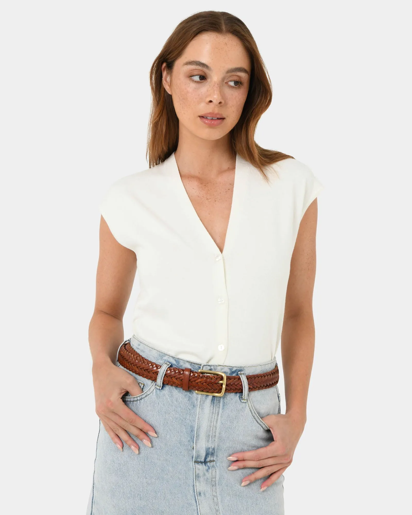 Forcast Alexandra Woven Leather Belt* Belts