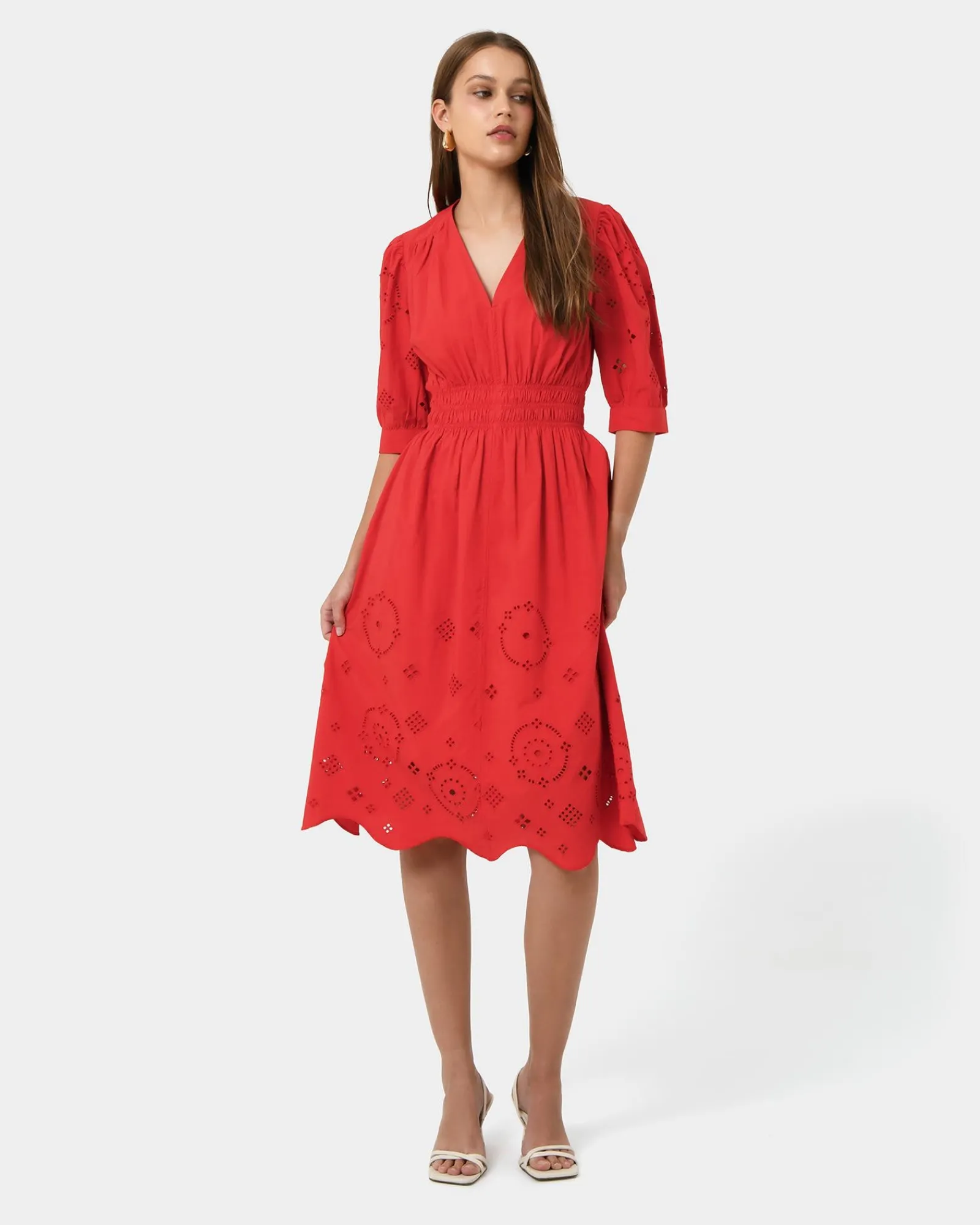 Forcast Ali Embroidered Dress* Conscious|Midi Dresses