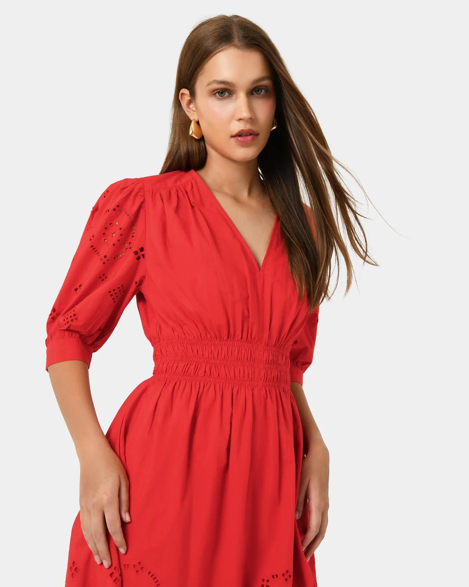 Forcast Ali Embroidered Dress* Conscious|Midi Dresses