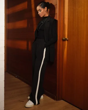 Forcast Alla Contrast Elastic Pants* High-Waisted Pants|Straight Leg Pants