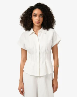 Forcast Ami Linen Pleated Tuck Shirt* T-Shirts & Tops|Shirts & Blouses