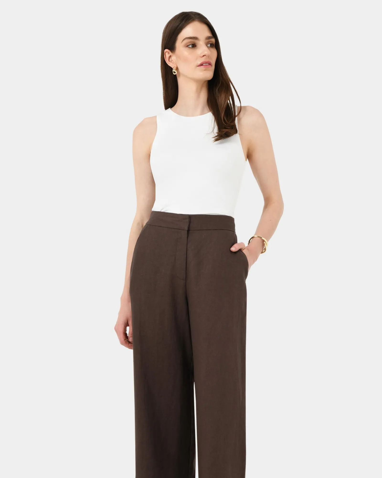 Forcast Ami Wide Leg Linen Pants* Conscious|High-Waisted Pants