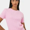 Forcast Anita Short Sleeve Cable Knit* Work Tops|Basic Tops