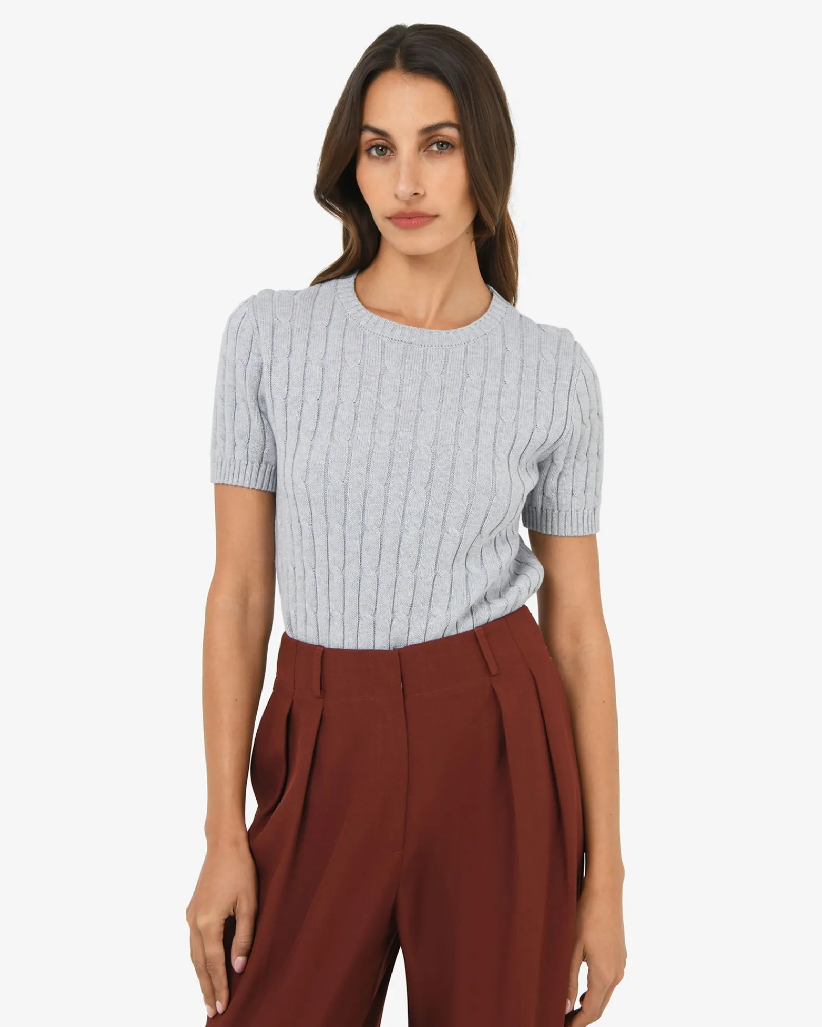 Forcast Anita Short Sleeve Cable Knit* T-Shirts & Tops|Work Tops