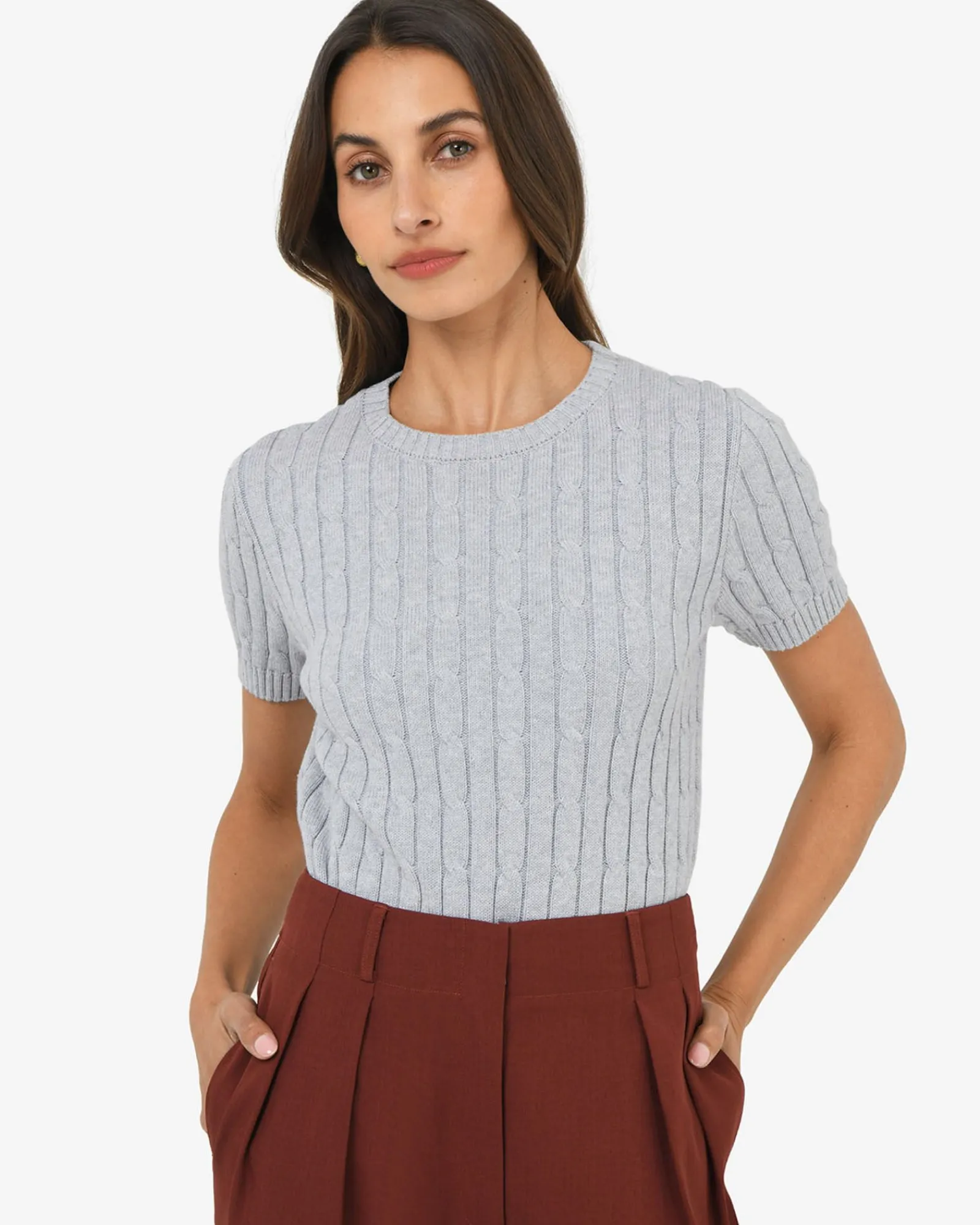 Forcast Anita Short Sleeve Cable Knit* T-Shirts & Tops|Work Tops