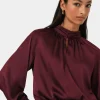 Forcast Anna Pleated Satin Blouse* Long Sleeve Tops|Shirts & Blouses