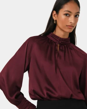 Forcast Anna Pleated Satin Blouse* Long Sleeve Tops|Shirts & Blouses