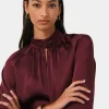 Forcast Anna Pleated Satin Blouse* Long Sleeve Tops|Shirts & Blouses