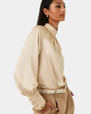 Forcast Anna Pleated Satin Blouse* Long Sleeve Tops|Shirts & Blouses