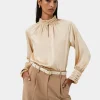 Forcast Anna Pleated Satin Blouse* Long Sleeve Tops|Shirts & Blouses