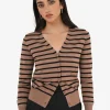 Forcast Arabell V-neck Stripe Cardigan* Long Sleeve Tops|Work Tops
