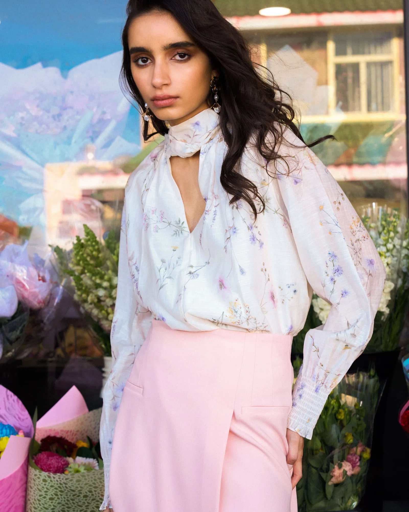 Forcast Aurae Floral Tie Blouse* T-Shirts & Tops|Long Sleeve Tops