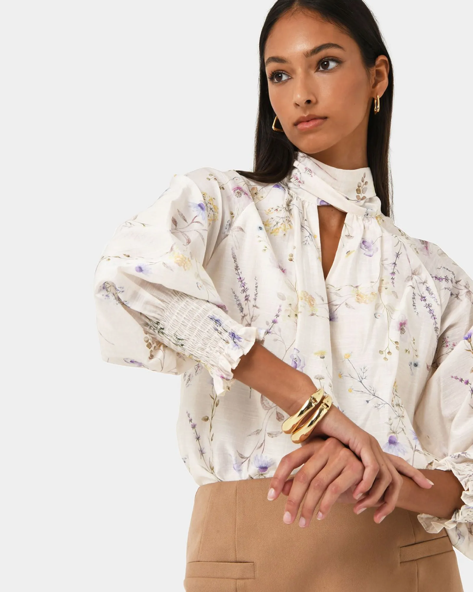 Forcast Aurae Floral Tie Blouse* T-Shirts & Tops|Long Sleeve Tops
