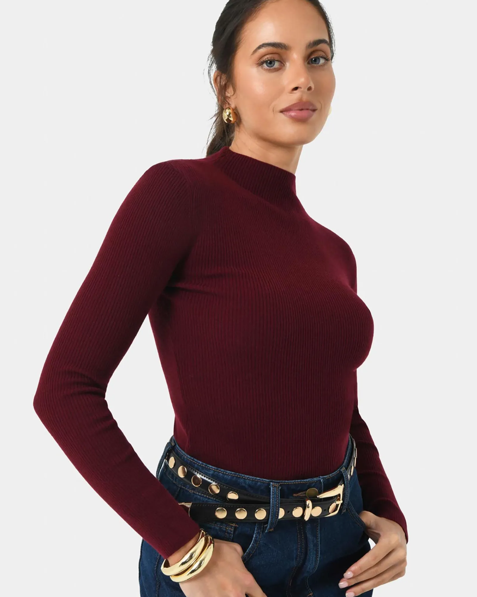 Forcast Avelyn Mock Neck Knit* Long Sleeve Tops|Work Tops