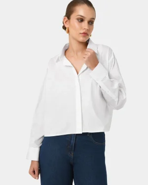 Forcast Baire Pleated Crop Shirt* T-Shirts & Tops|Long Sleeve Tops