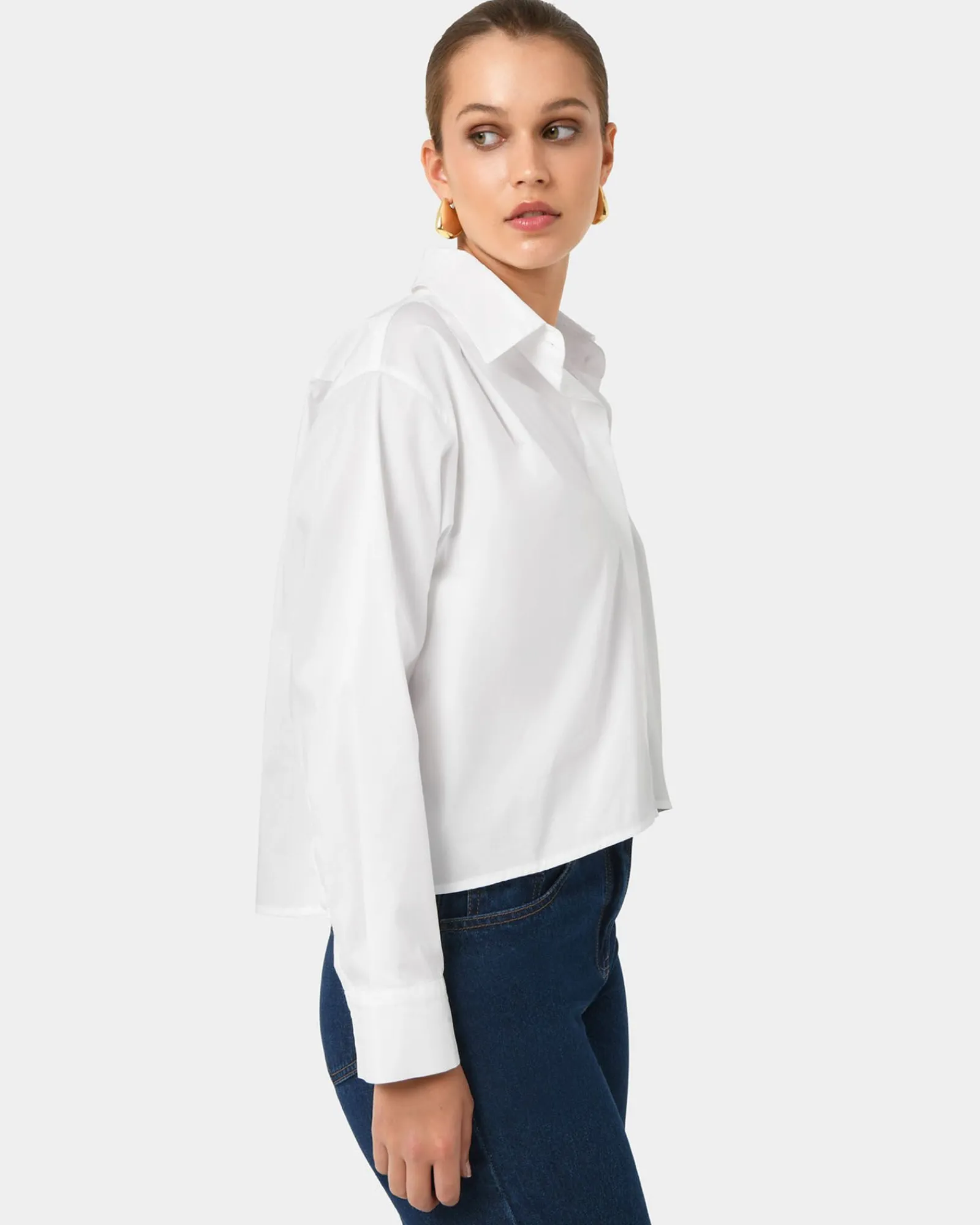 Forcast Baire Pleated Crop Shirt* T-Shirts & Tops|Long Sleeve Tops
