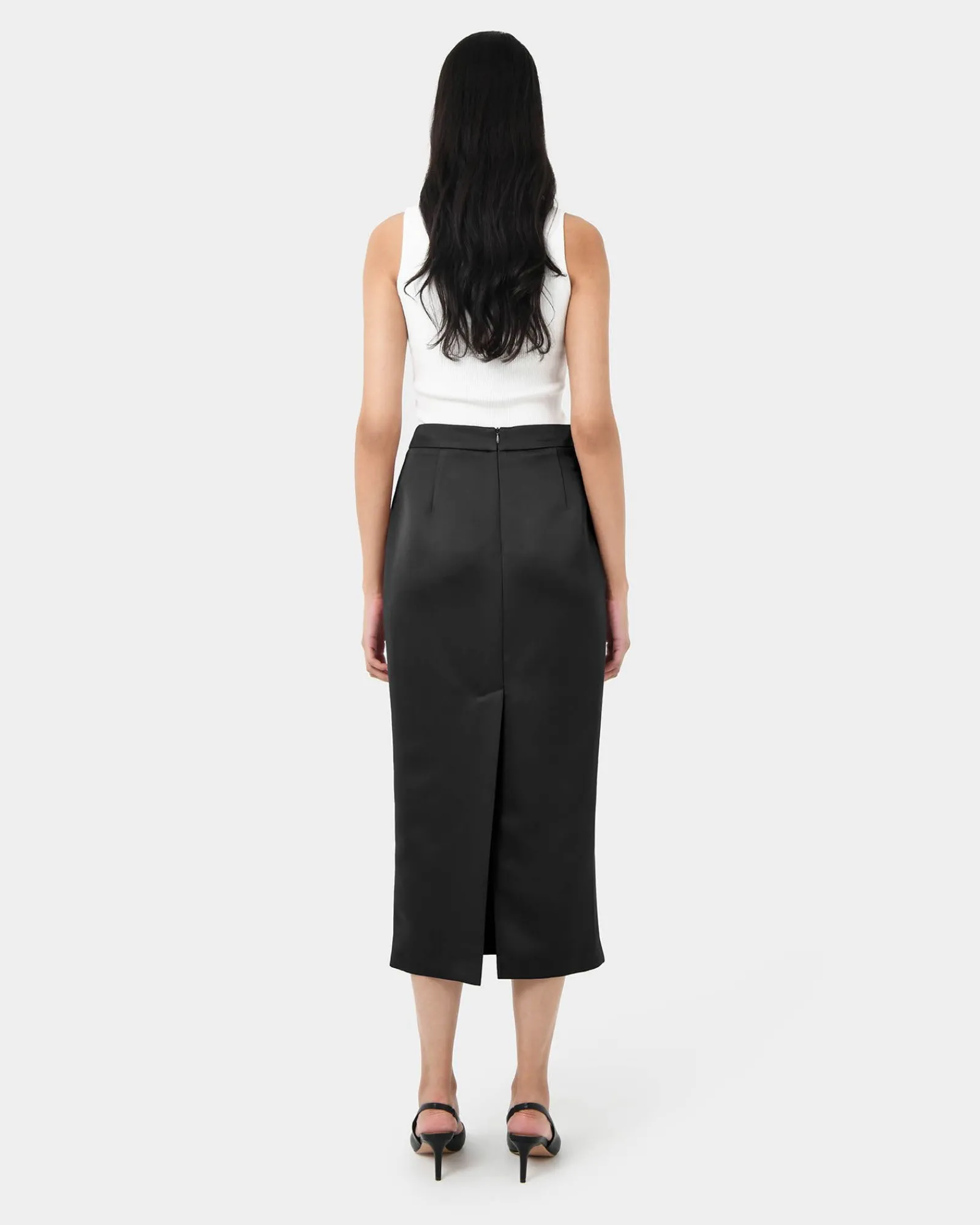 Forcast Bel Tailored Satin Midi Skirt* Midi & Maxi Skirts|Work Skirts