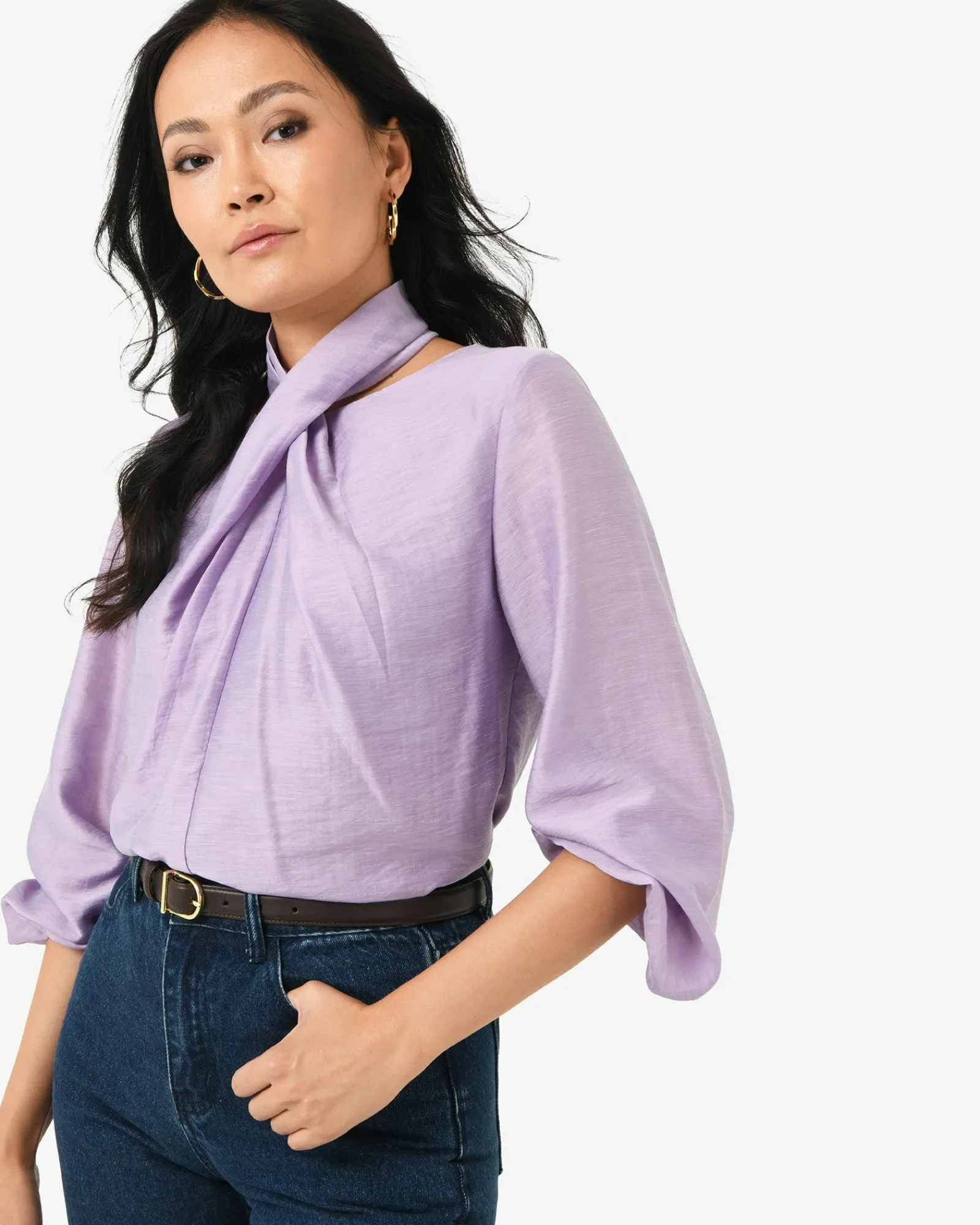 Forcast Bellini Twist Neck Blouse* Long Sleeve Tops|Shirts & Blouses