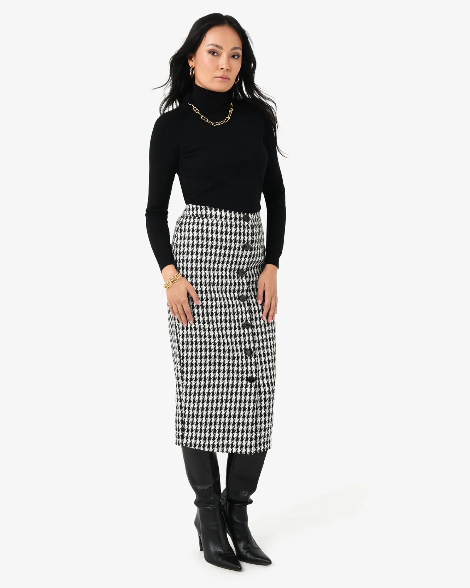 Forcast Bennet Houndstooth Midi Skirt* Midi & Maxi Skirts|Work Skirts