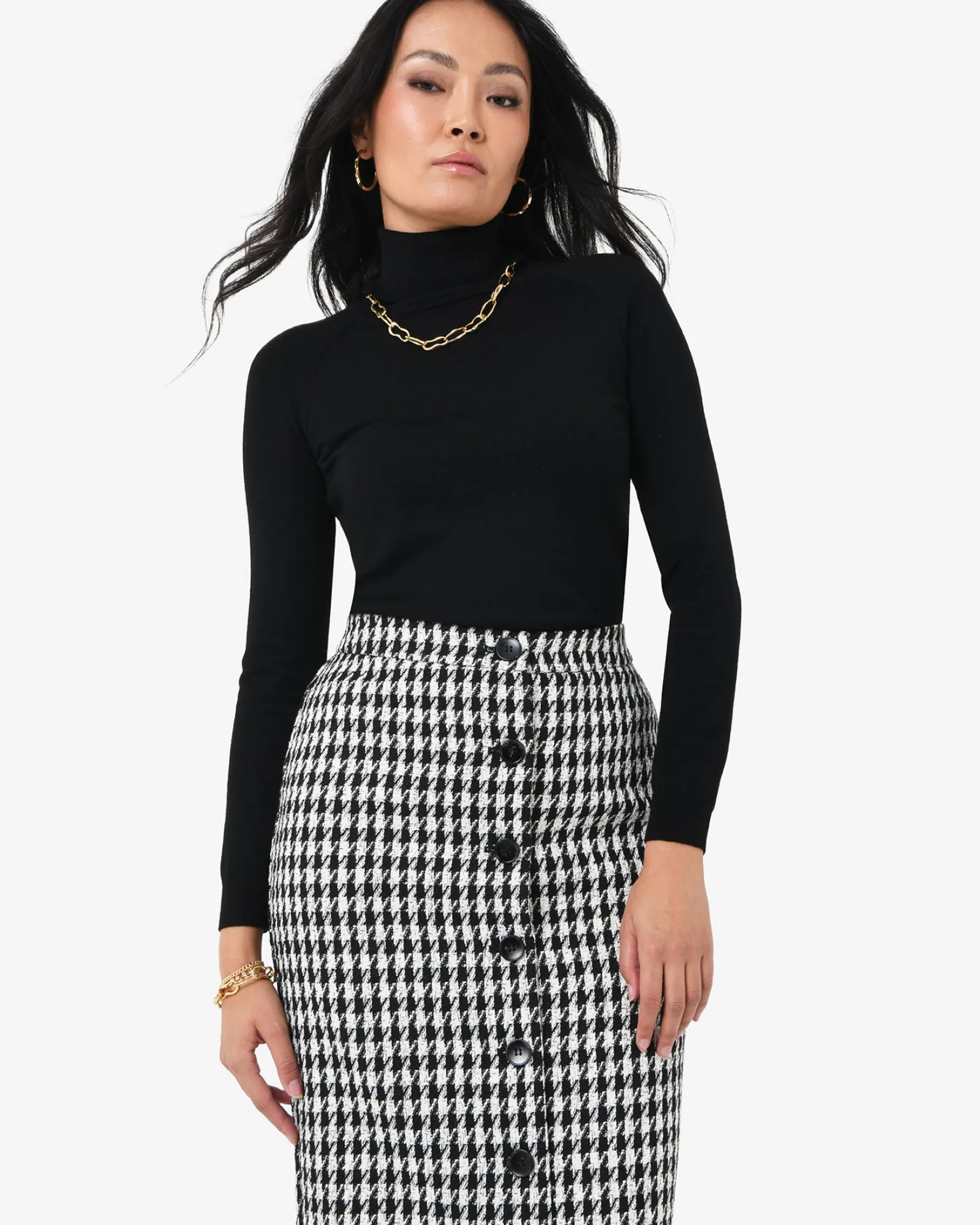Forcast Bennet Houndstooth Midi Skirt* Midi & Maxi Skirts|Work Skirts