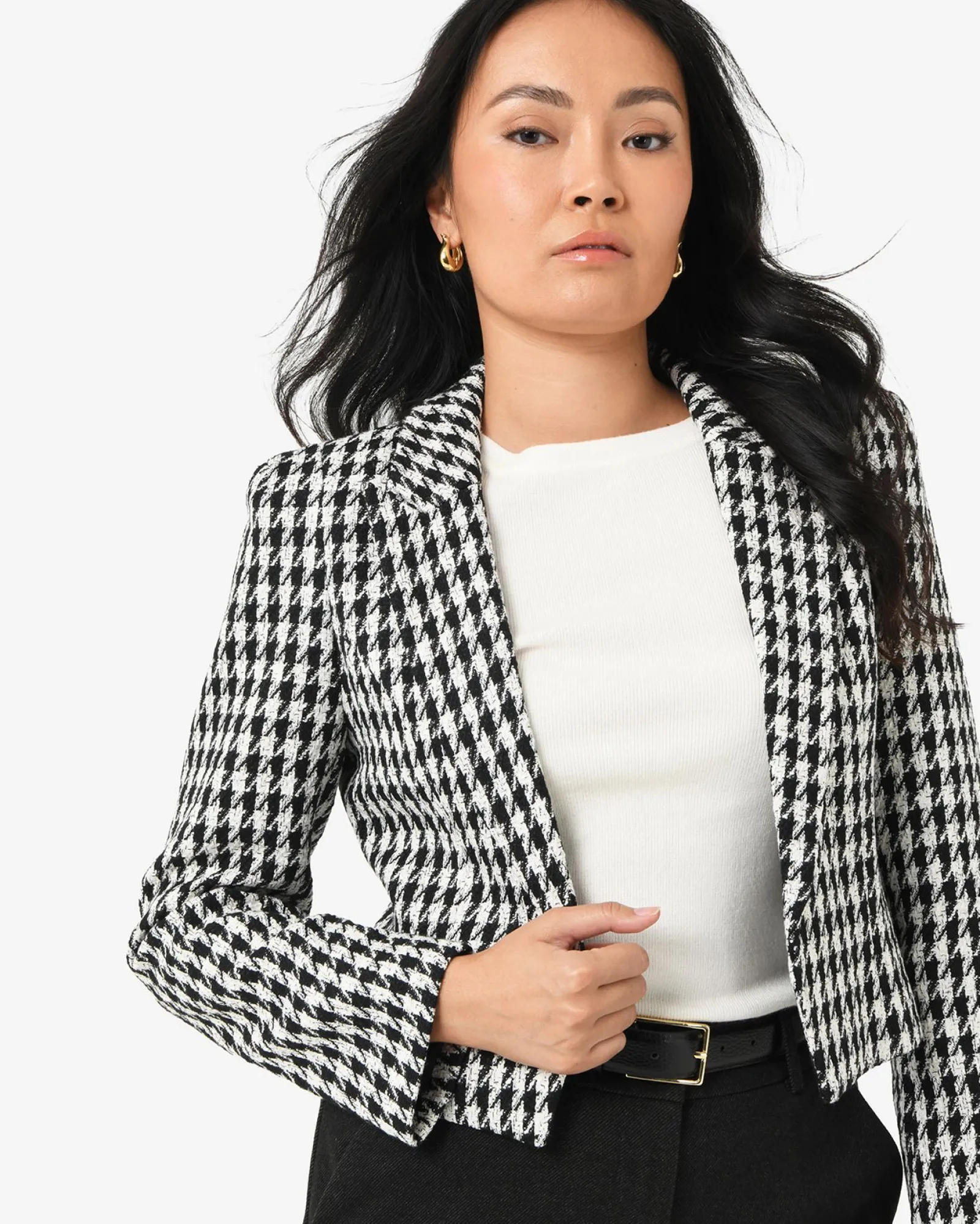Forcast Bennet Houndstooth Crop Blazer* Jackets & Blazers|Matching Sets