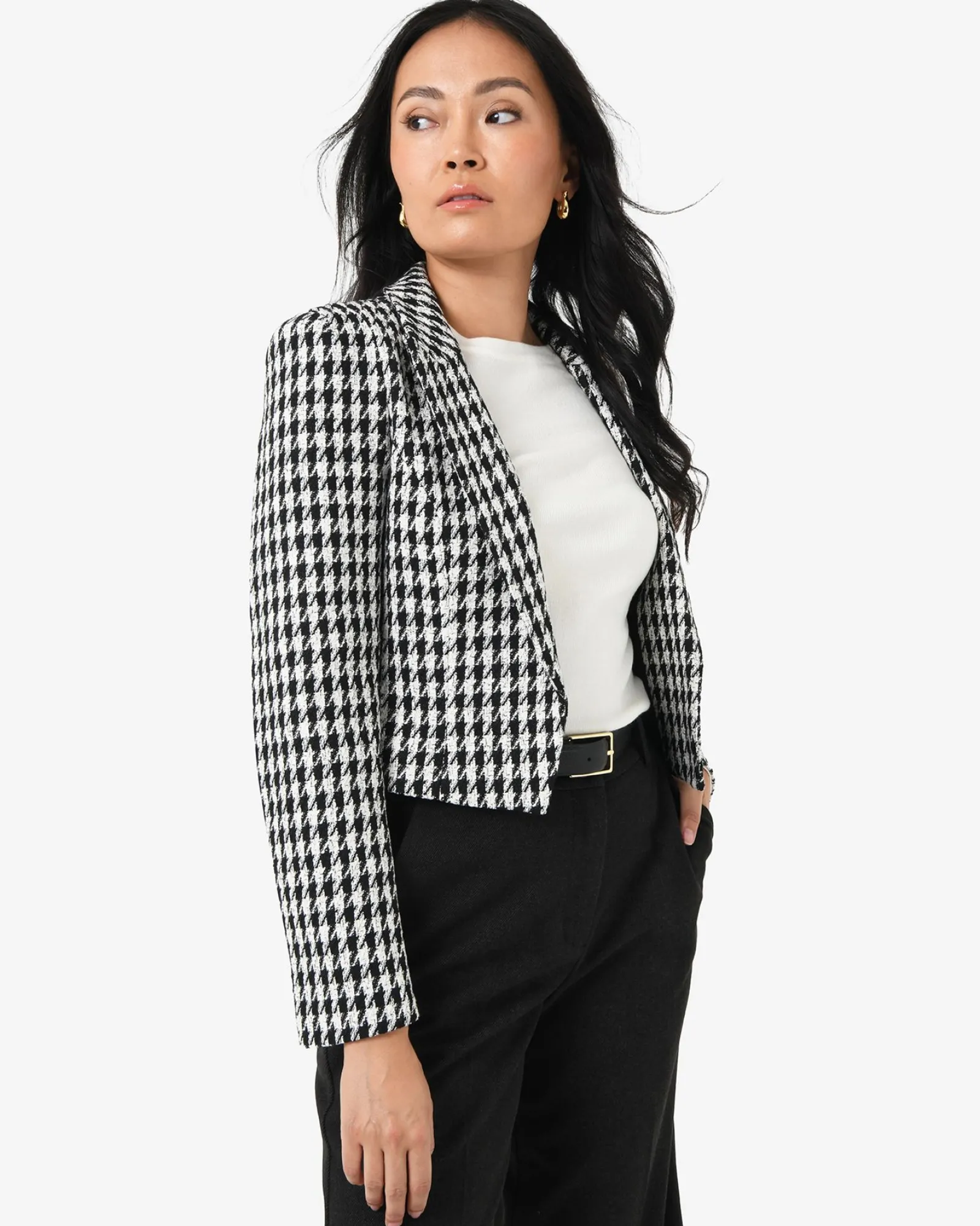 Forcast Bennet Houndstooth Crop Blazer* Jackets & Blazers|Matching Sets