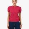 Forcast Berry Puff Sleeve Cable Knit* T-Shirts & Tops|Work Tops