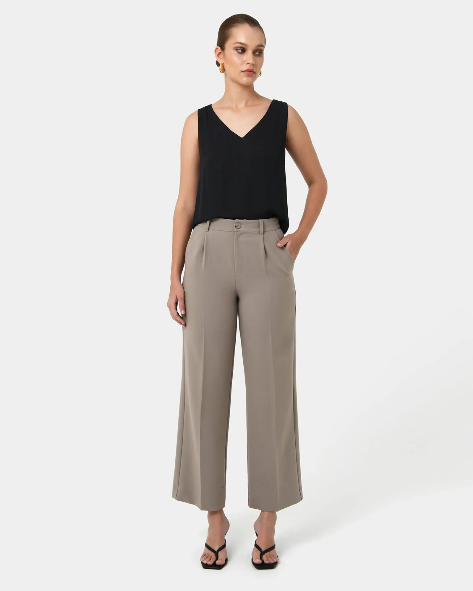 Forcast Blair V-neck Crop Top* T-Shirts & Tops|Work Tops