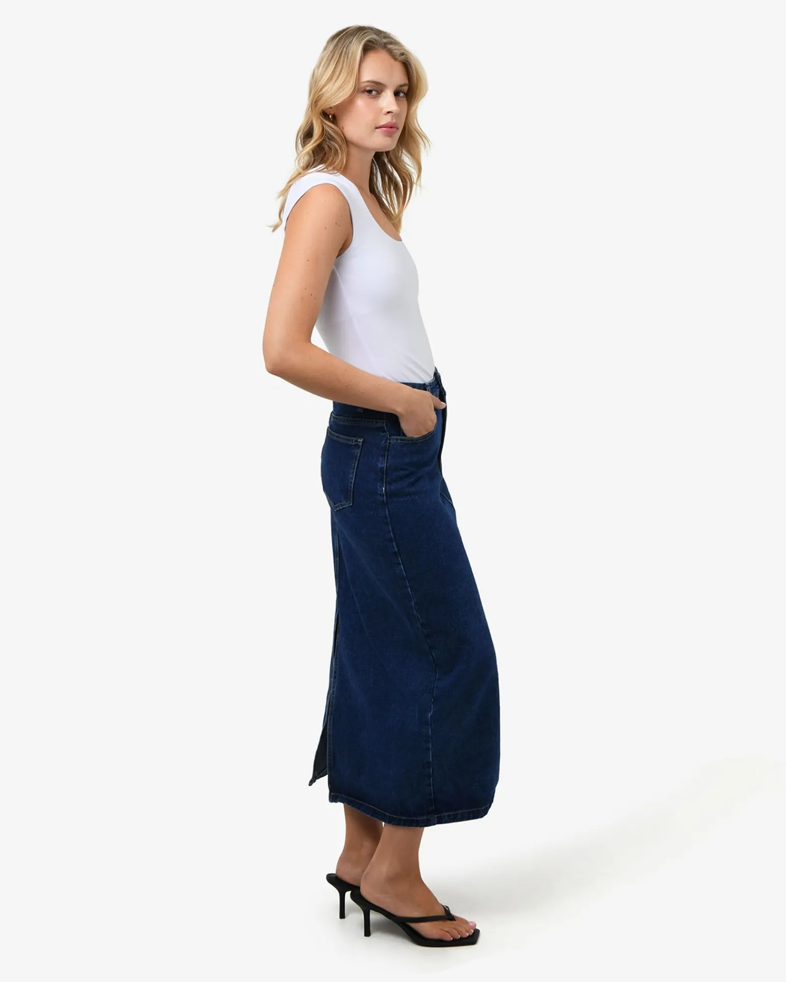 Forcast Bondi Denim Column Skirt* Midi & Maxi Skirts|Work Skirts