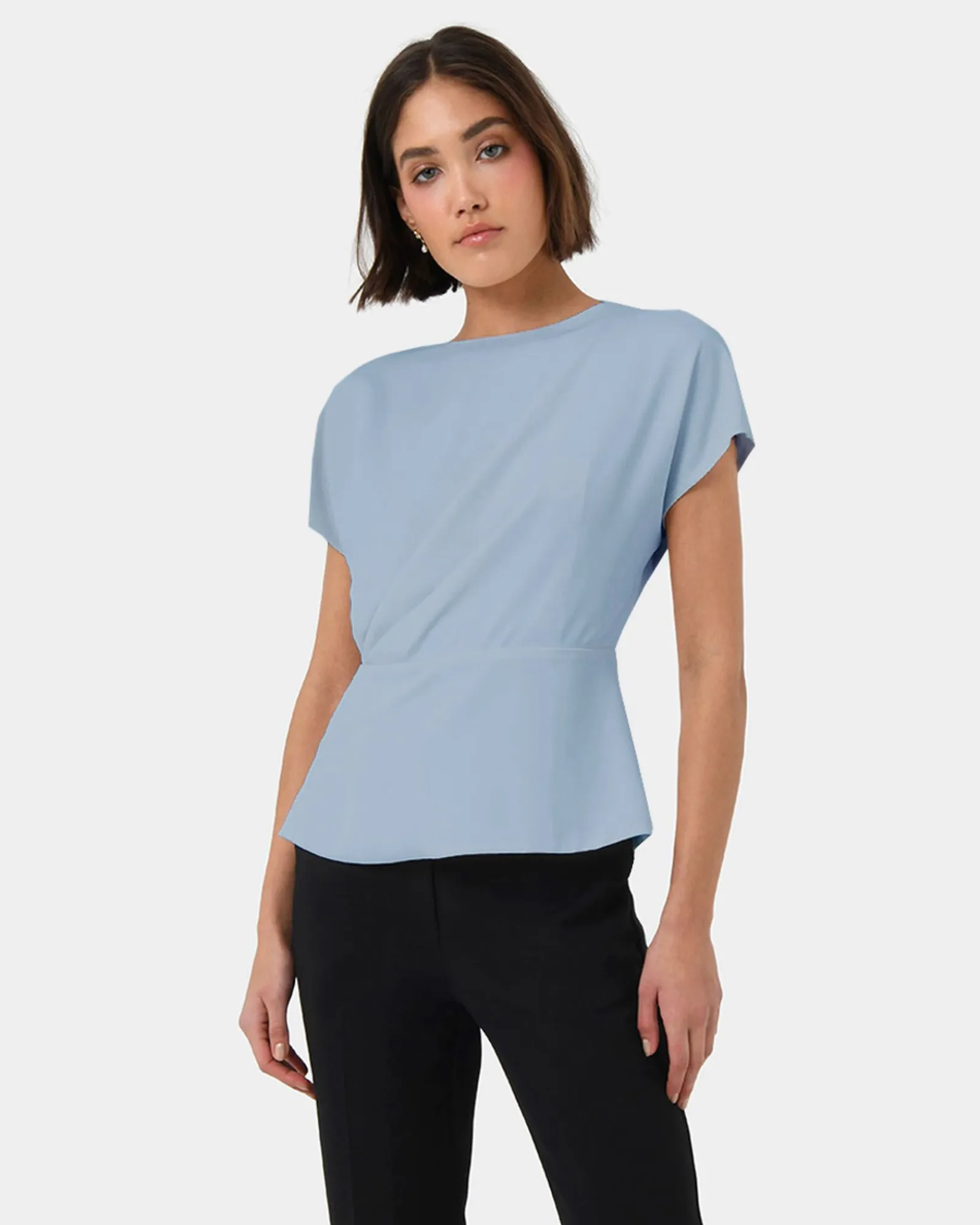 Forcast Bonnie Gathered Peplum Top* T-Shirts & Tops|Work Tops