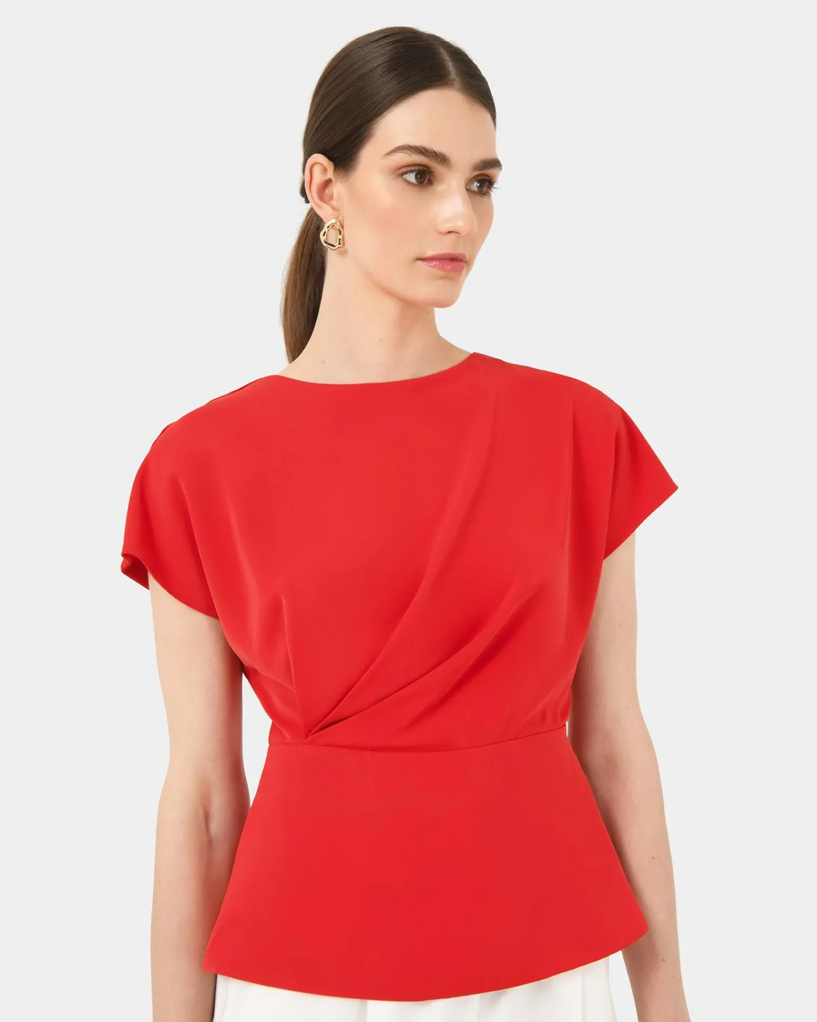 Forcast Bonnie Gathe Peplum Top* T-Shirts & Tops|Work Tops