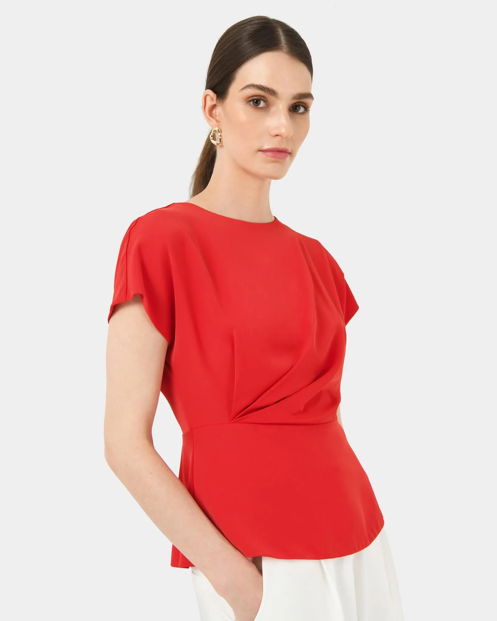 Forcast Bonnie Gathe Peplum Top* T-Shirts & Tops|Work Tops