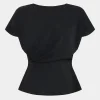 Forcast Bonnie Gathered Peplum Top* T-Shirts & Tops|Work Tops