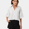 Forcast Cali Puff Sleeve Crop Shirt* T-Shirts & Tops|Shirts & Blouses