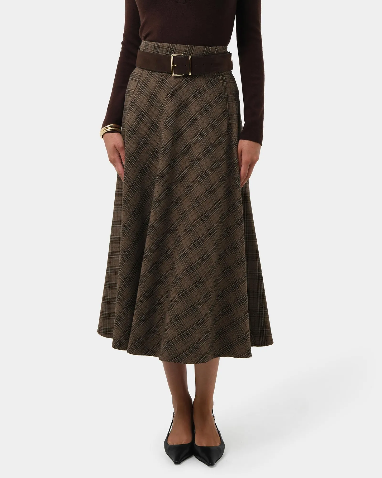 Forcast Candice Bias Check Skirt* Midi & Maxi Skirts|Work Skirts