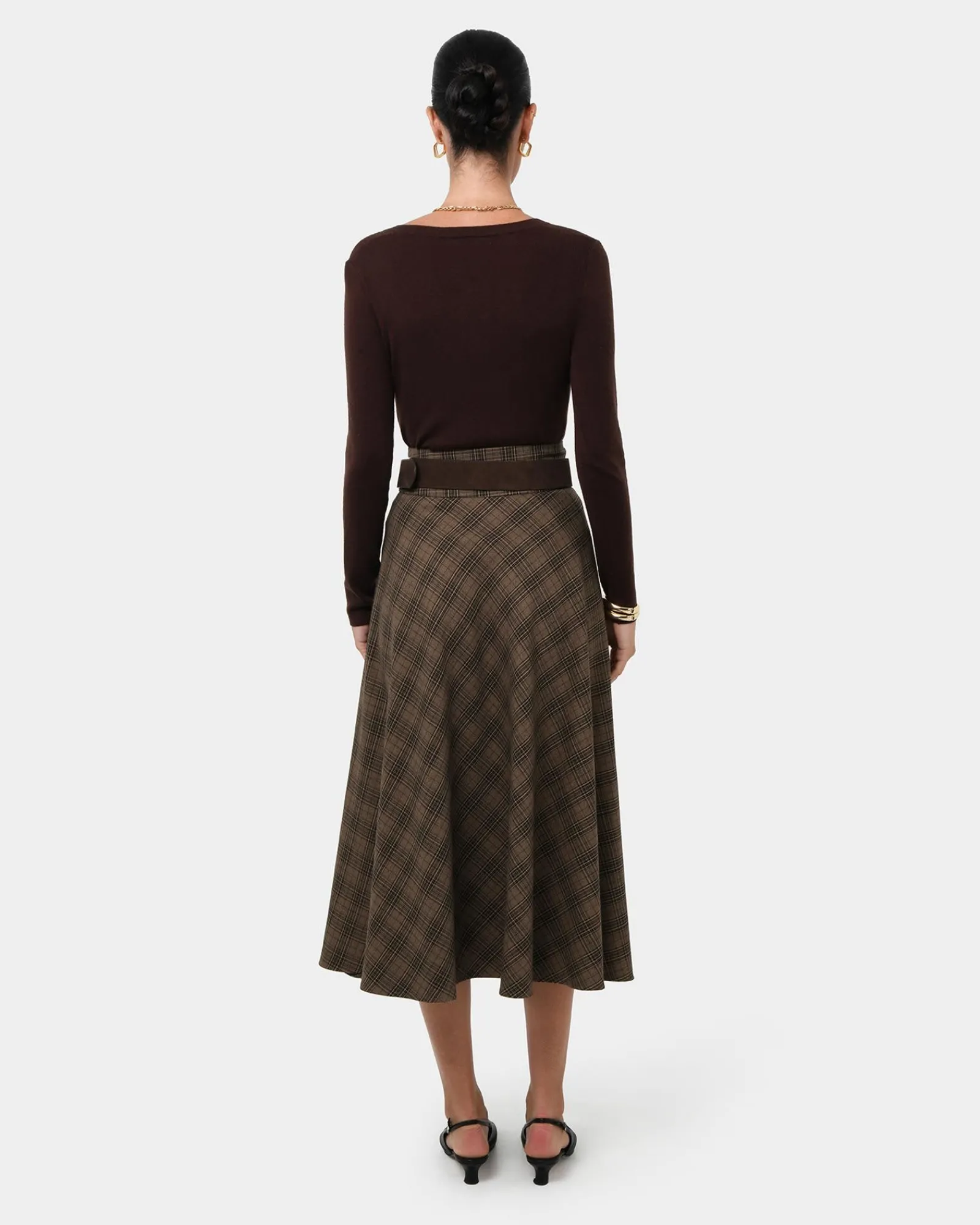 Forcast Candice Bias Check Skirt* Midi & Maxi Skirts|Work Skirts