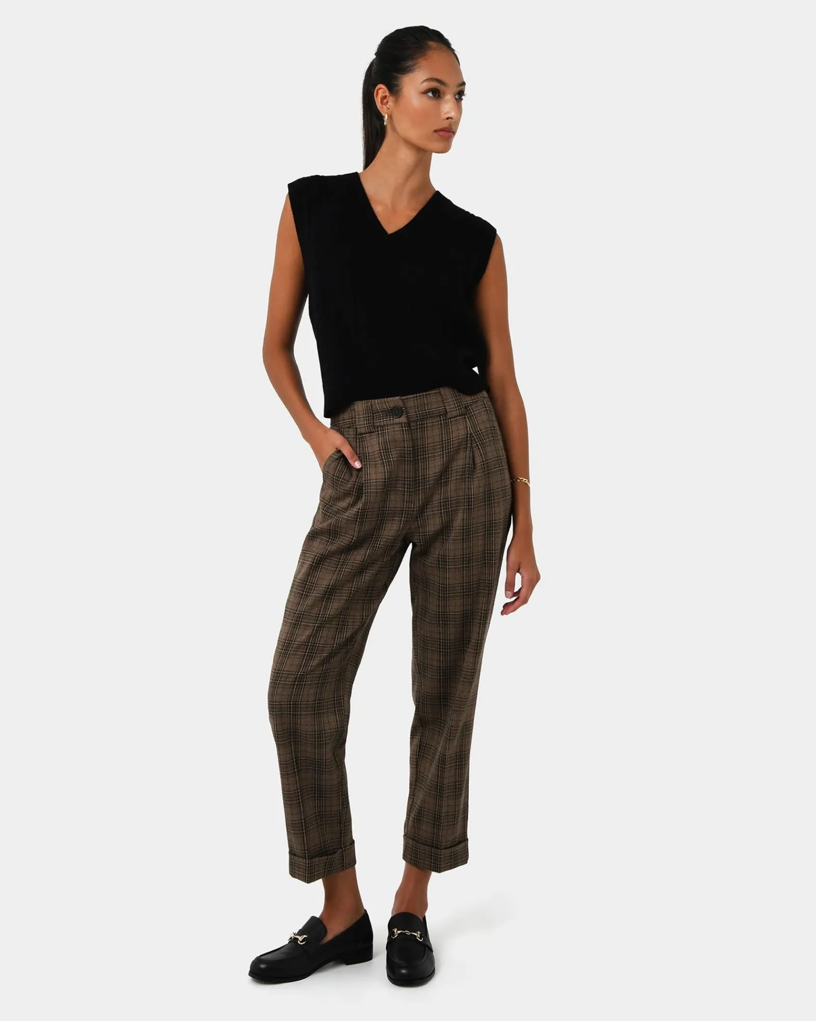 Forcast Candice Straight Leg Pants* Cropped Pants|High-Waisted Pants