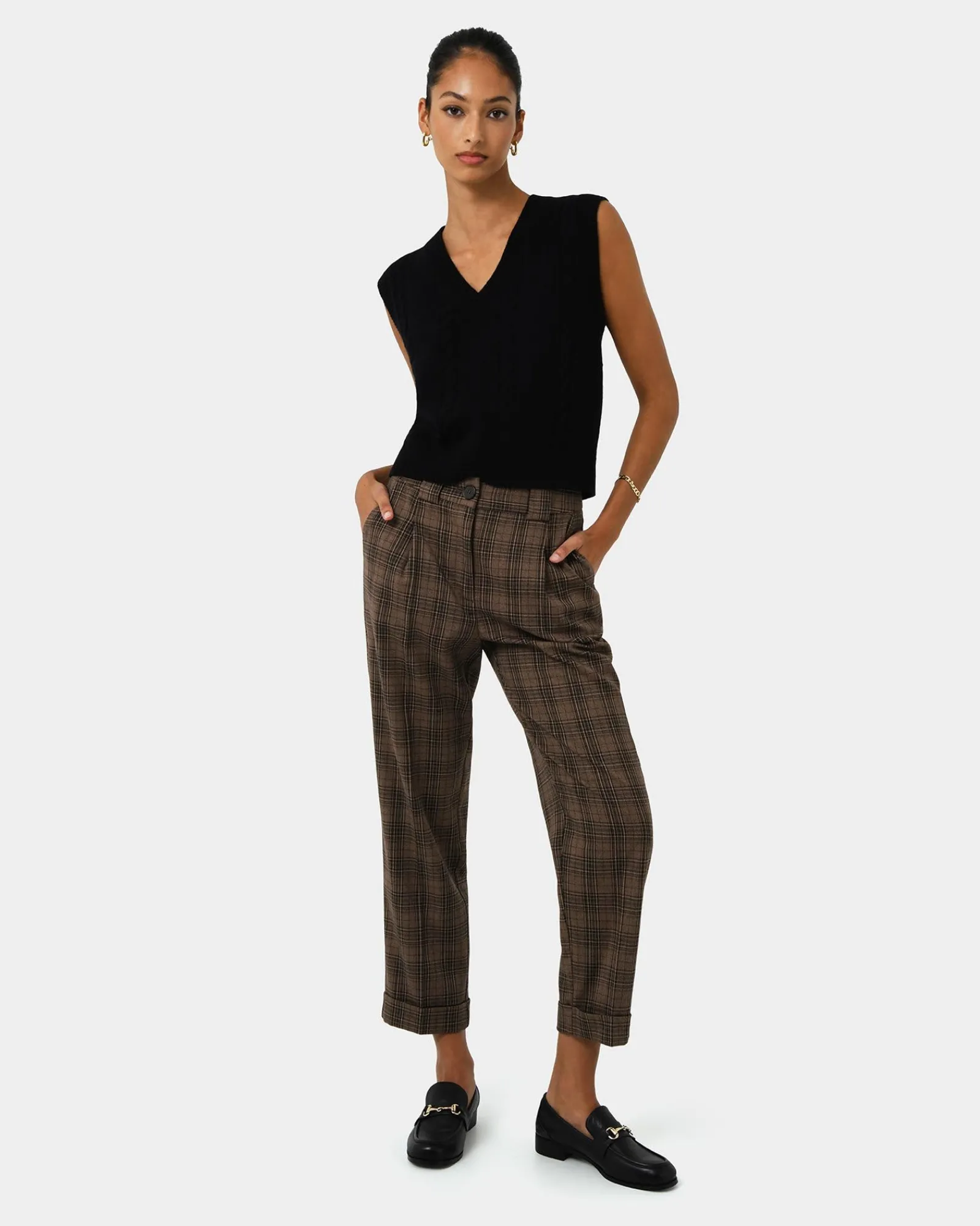 Forcast Candice Straight Leg Pants* Cropped Pants|High-Waisted Pants