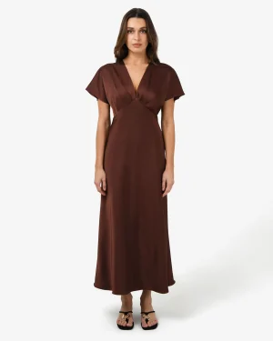 Forcast Catalina V-neck Satin Dress* Midi Dresses|Midi Dresses