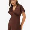 Forcast Catalina V-neck Satin Dress* Midi Dresses|Midi Dresses